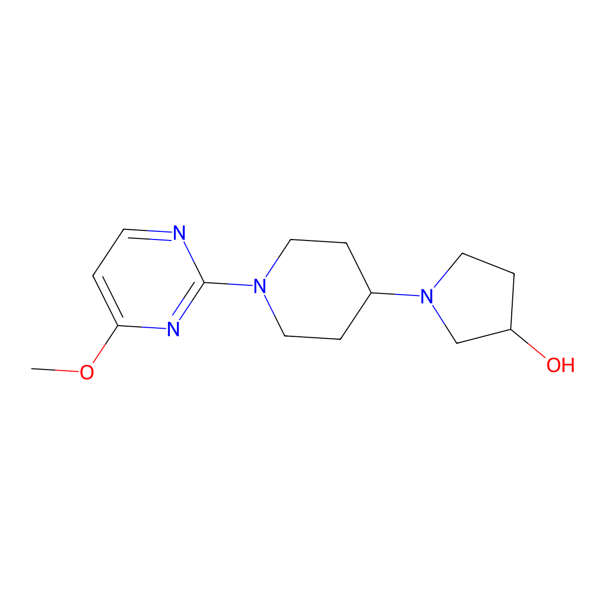 1-[1-(4-Methoxypyrimidin-2-yl)piperidin-4-yl]pyrrolidin-3-ol molecular structure, CAS 2380068-25-5