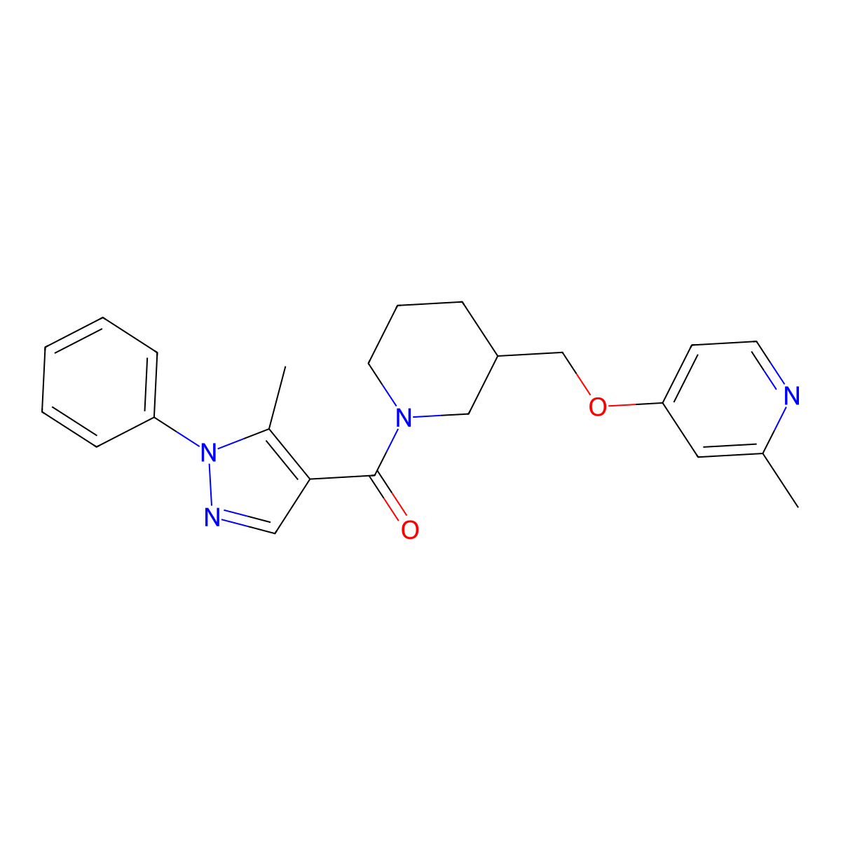2-methyl-4-{[1-(5-methyl-1-phenyl-1H-pyrazole-4-carbonyl)piperidin-3-yl]methoxy}pyridine molecular structure, CAS 2380068-34-6