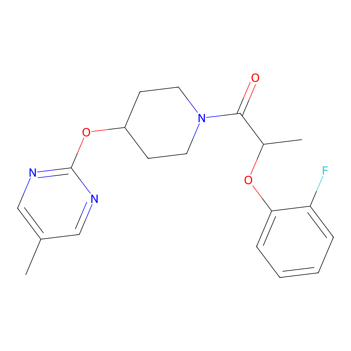 2-(2-Fluorophenoxy)-1-{4-[(5-methylpyrimidin-2-yl)oxy]piperidin-1-yl}propan-1-one molecular structure, CAS 2380068-35-7