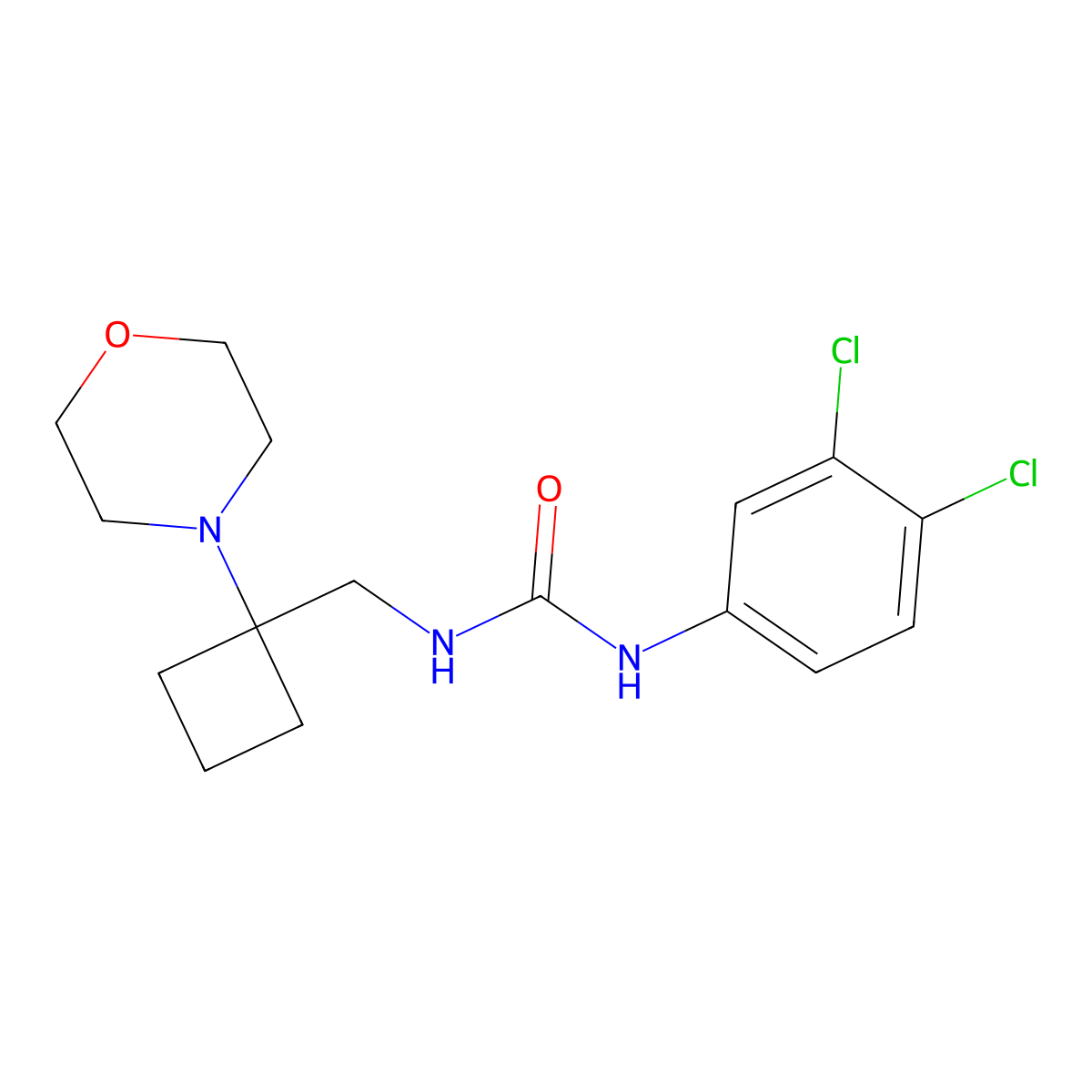 1-(3,4-Dichlorophenyl)-3-{[1-(morpholin-4-yl)cyclobutyl]methyl}urea molecular structure, CAS 2380068-38-0