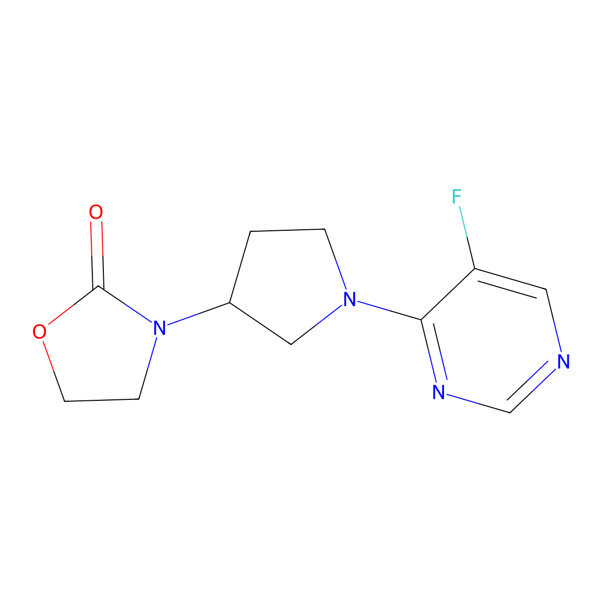 3-[1-(5-Fluoropyrimidin-4-yl)pyrrolidin-3-yl]-1,3-oxazolidin-2-one molecular structure, CAS 2380068-39-1