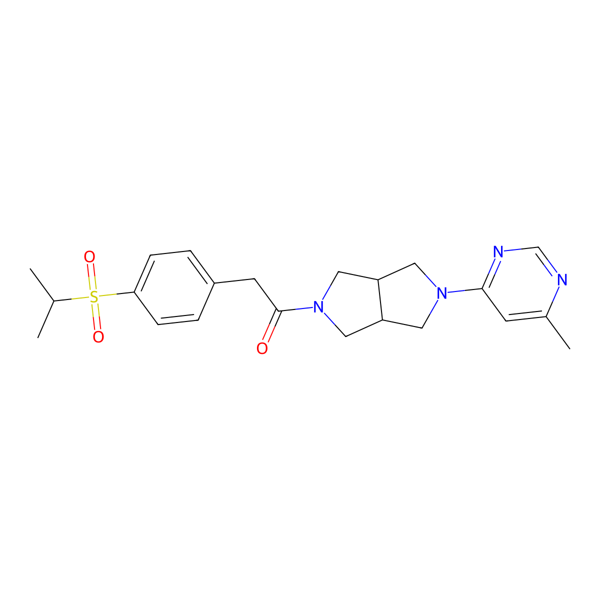 1-[5-(6-Methylpyrimidin-4-yl)-octahydropyrrolo[3,4-c]pyrrol-2-yl]-2-[4-(propane-2-sulfonyl)phenyl]ethan-1-one molecular structure, CAS 2380068-49-3