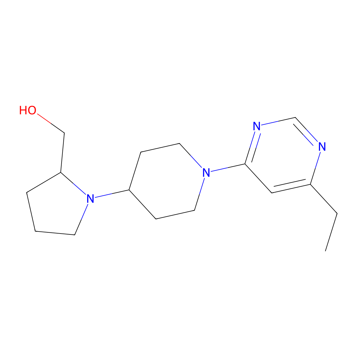{1-[1-(6-Ethylpyrimidin-4-yl)piperidin-4-yl]pyrrolidin-2-yl}methanol molecular structure, CAS 2380068-52-8
