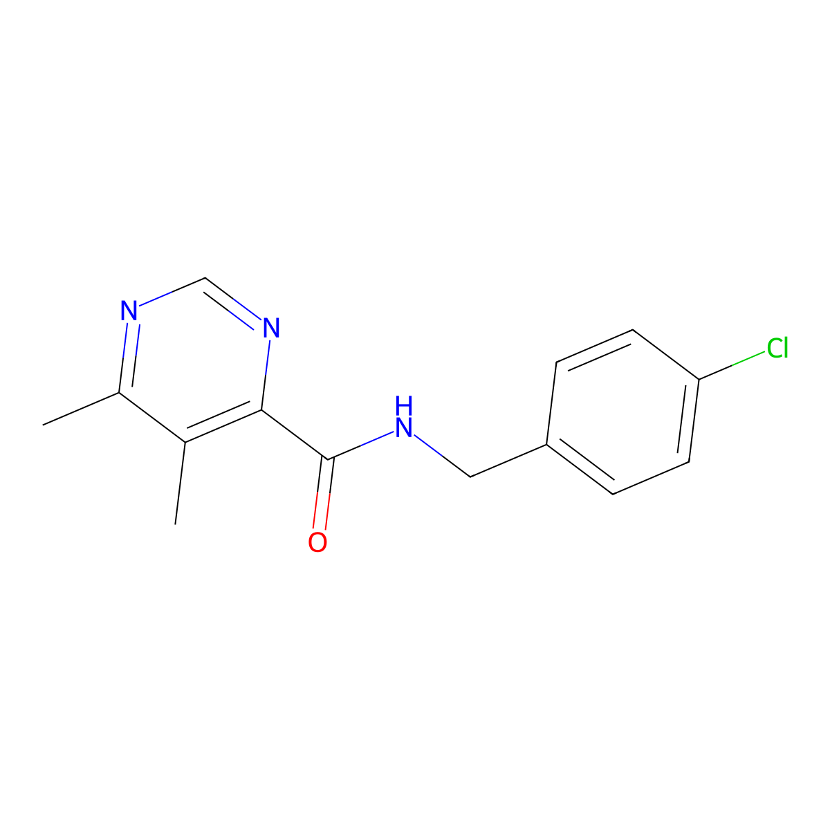 N-[(4-Chlorophenyl)methyl]-5,6-dimethylpyrimidine-4-carboxamide molecular structure, CAS 2380068-54-0