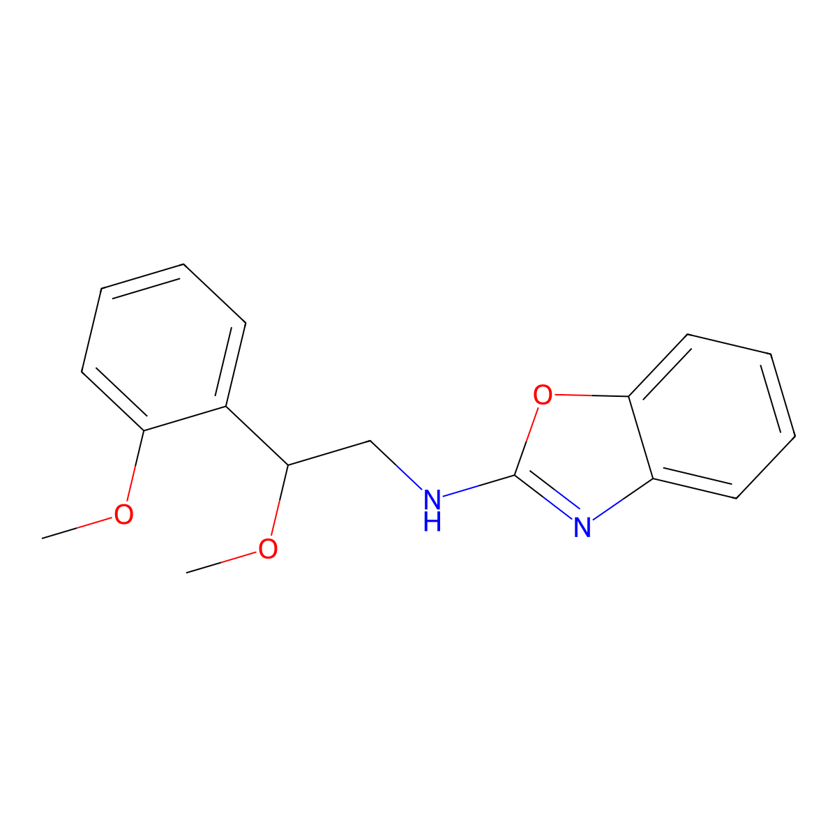 N-[2-Methoxy-2-(2-methoxyphenyl)ethyl]-1,3-benzoxazol-2-amine molecular structure, CAS 2380068-58-4