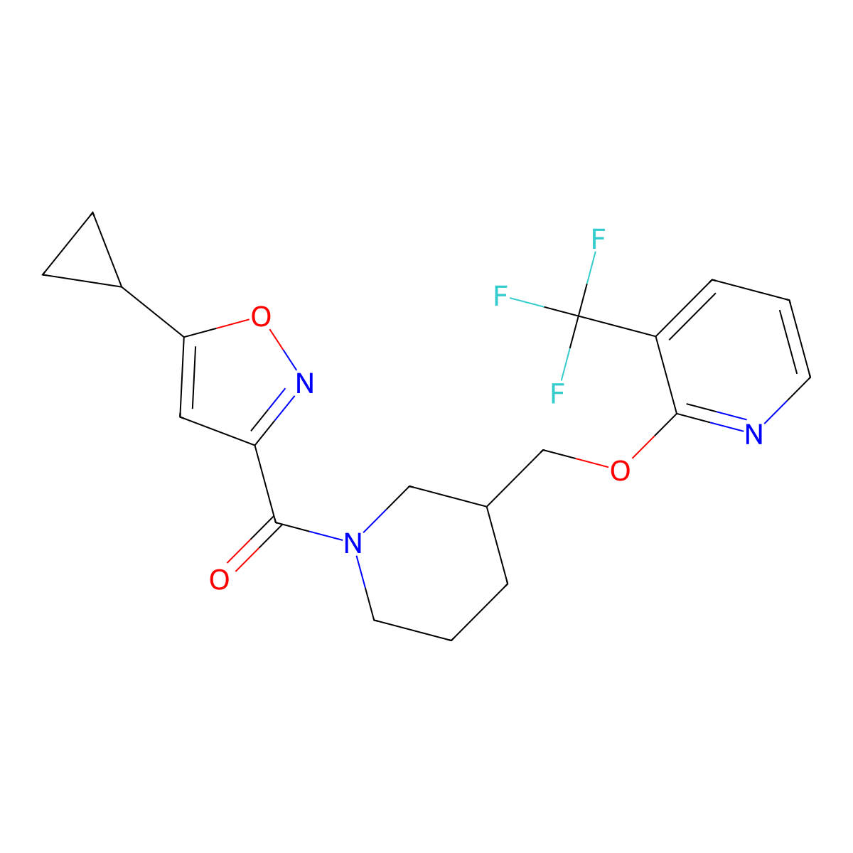 2-{[1-(5-Cyclopropyl-1,2-oxazole-3-carbonyl)piperidin-3-yl]methoxy}-3-(trifluoromethyl)pyridine molecular structure, CAS 2380068-59-5