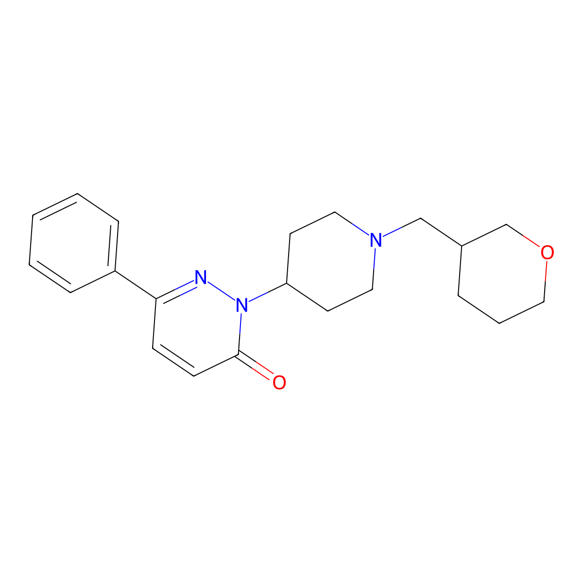 2-{1-[(Oxan-3-yl)methyl]piperidin-4-yl}-6-phenyl-2,3-dihydropyridazin-3-one molecular structure, CAS 2380068-60-8