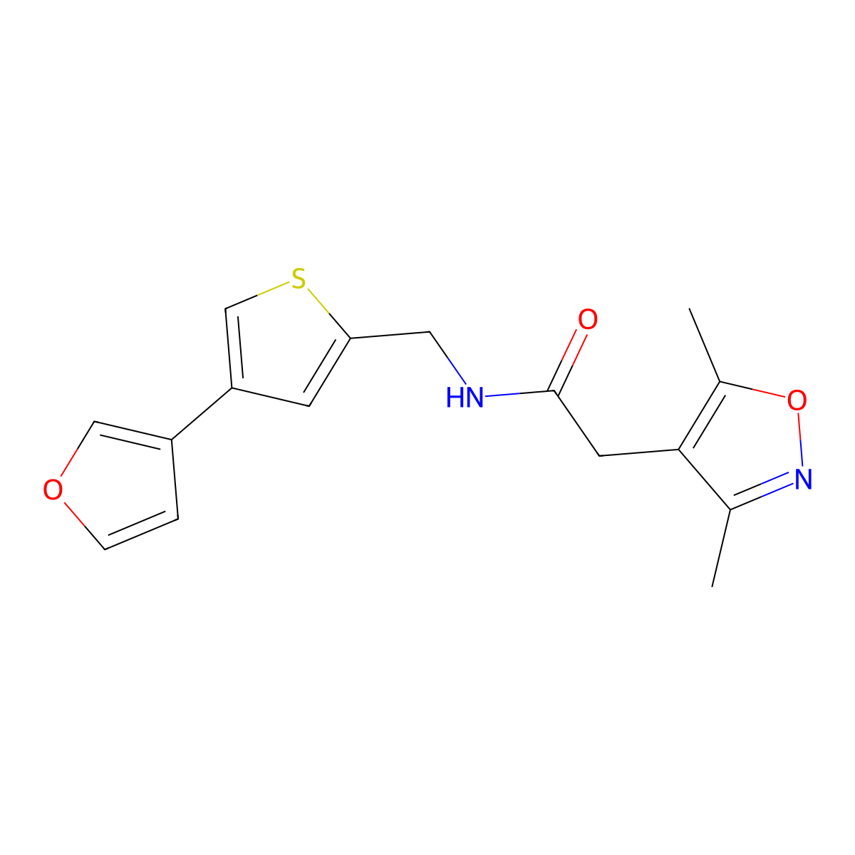 2-(3,5-dimethyl-1,2-oxazol-4-yl)-N-{[4-(furan-3-yl)thiophen-2-yl]methyl}acetamide molecular structure, CAS 2380068-61-9