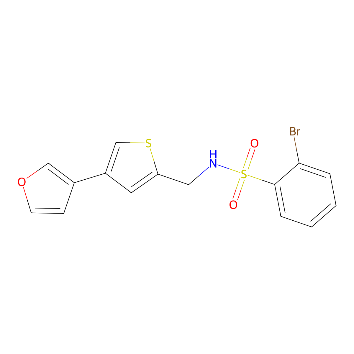 2-bromo-N-{[4-(furan-3-yl)thiophen-2-yl]methyl}benzene-1-sulfonamide molecular structure, CAS 2380068-66-4