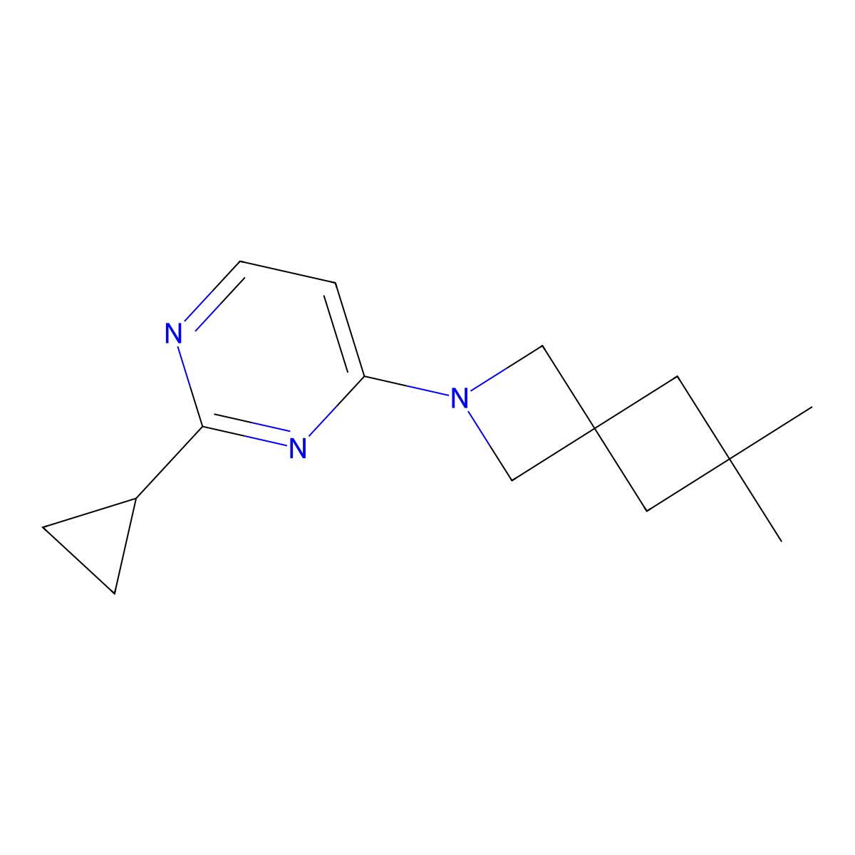 2-(2-Cyclopropylpyrimidin-4-yl)-6,6-dimethyl-2-azaspiro[3.3]heptane molecular structure, CAS 2380068-67-5