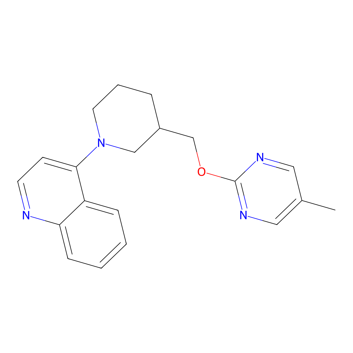 4-(3-{[(5-Methylpyrimidin-2-yl)oxy]methyl}piperidin-1-yl)quinoline molecular structure, CAS 2380068-68-6