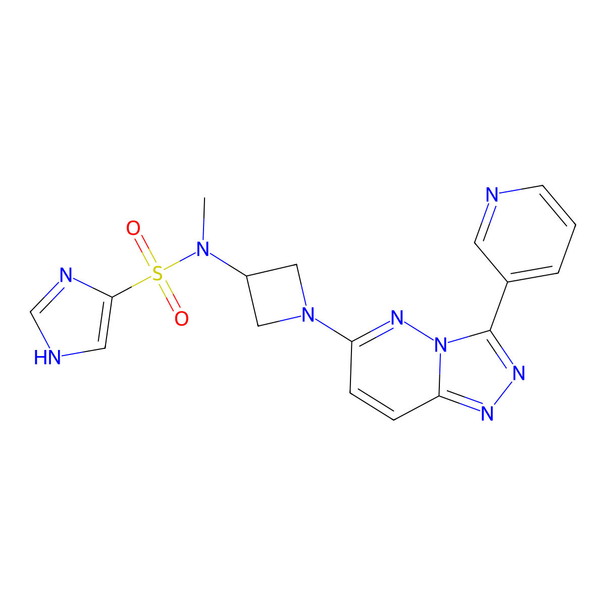 N-methyl-N-{1-[3-(pyridin-3-yl)-[1,2,4]triazolo[4,3-b]pyridazin-6-yl]azetidin-3-yl}-1H-imidazole-4-sulfonamide molecular structure, CAS 2380068-71-1
