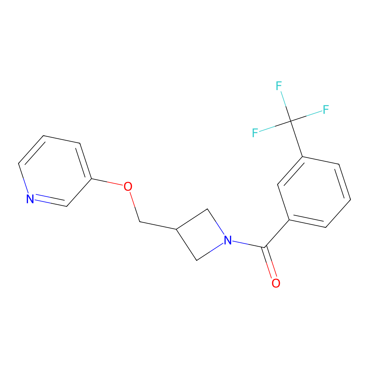 3-({1-[3-(Trifluoromethyl)benzoyl]azetidin-3-yl}methoxy)pyridine molecular structure, CAS 2380068-74-4