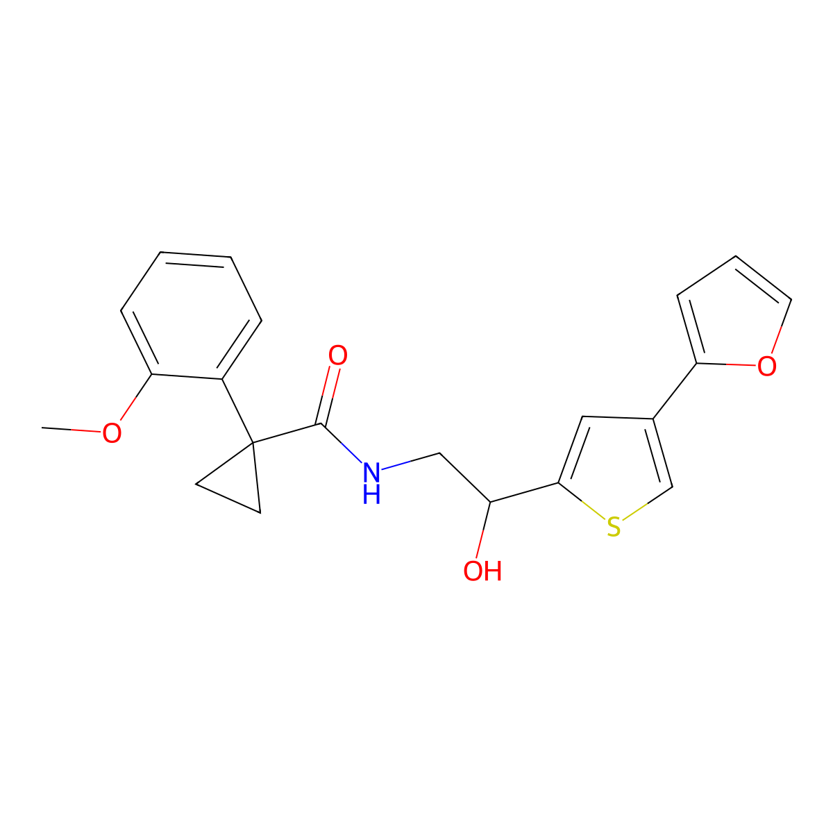 N-{2-[4-(furan-2-yl)thiophen-2-yl]-2-hydroxyethyl}-1-(2-methoxyphenyl)cyclopropane-1-carboxamide molecular structure, CAS 2380068-75-5