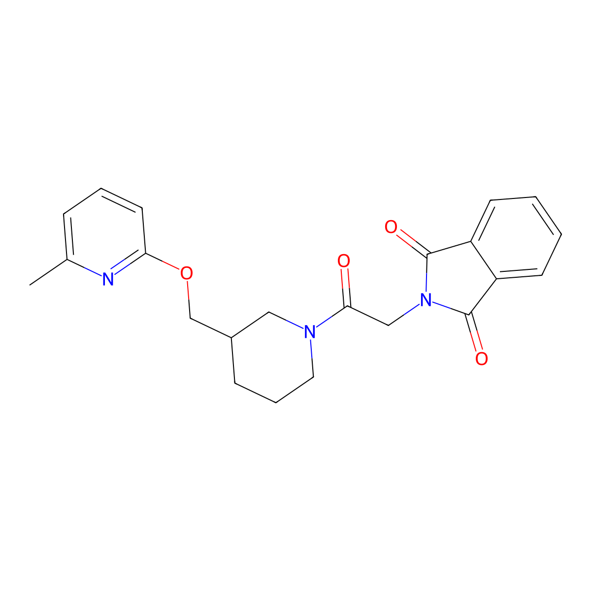 2-[2-(3-{[(6-methylpyridin-2-yl)oxy]methyl}piperidin-1-yl)-2-oxoethyl]-2,3-dihydro-1H-isoindole-1,3-dione molecular structure, CAS 2380068-86-8