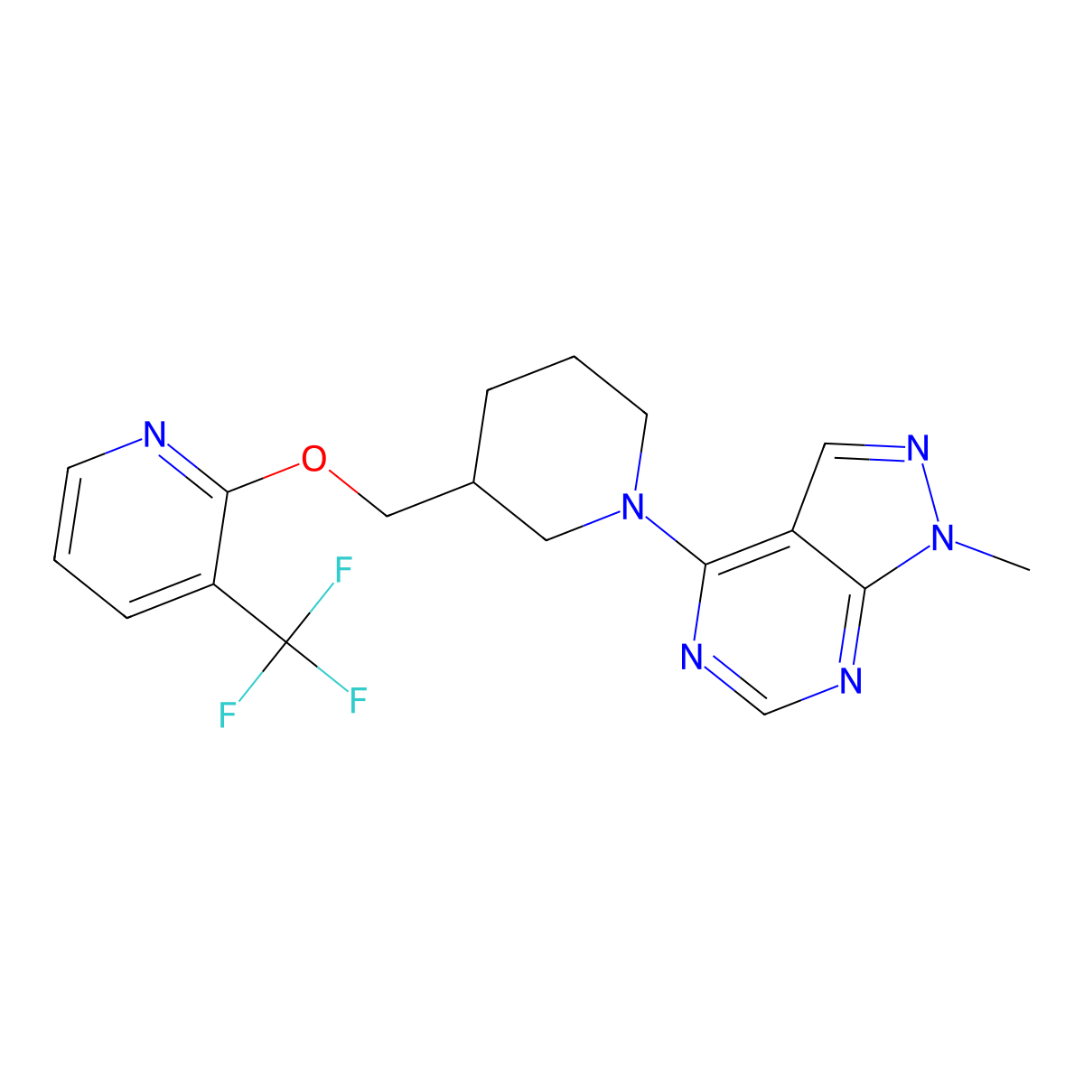 2-[(1-{1-methyl-1H-pyrazolo[3,4-d]pyrimidin-4-yl}piperidin-3-yl)methoxy]-3-(trifluoromethyl)pyridine molecular structure, CAS 2380068-88-0