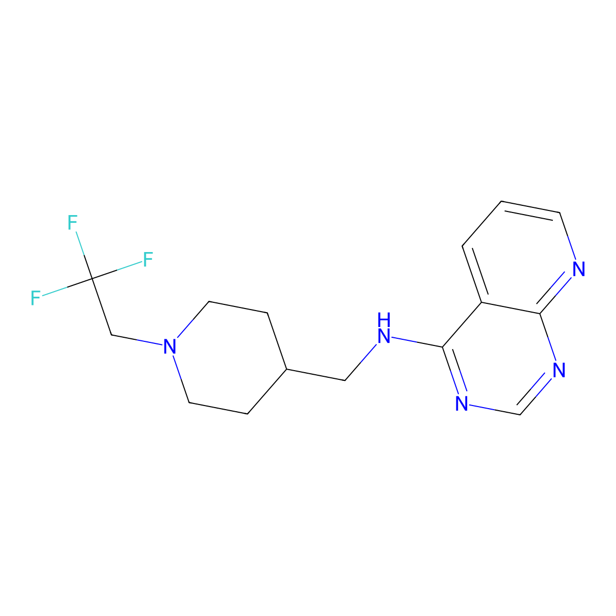 N-{[1-(2,2,2-trifluoroethyl)piperidin-4-yl]methyl}pyrido[2,3-d]pyrimidin-4-amine molecular structure, CAS 2380068-94-8