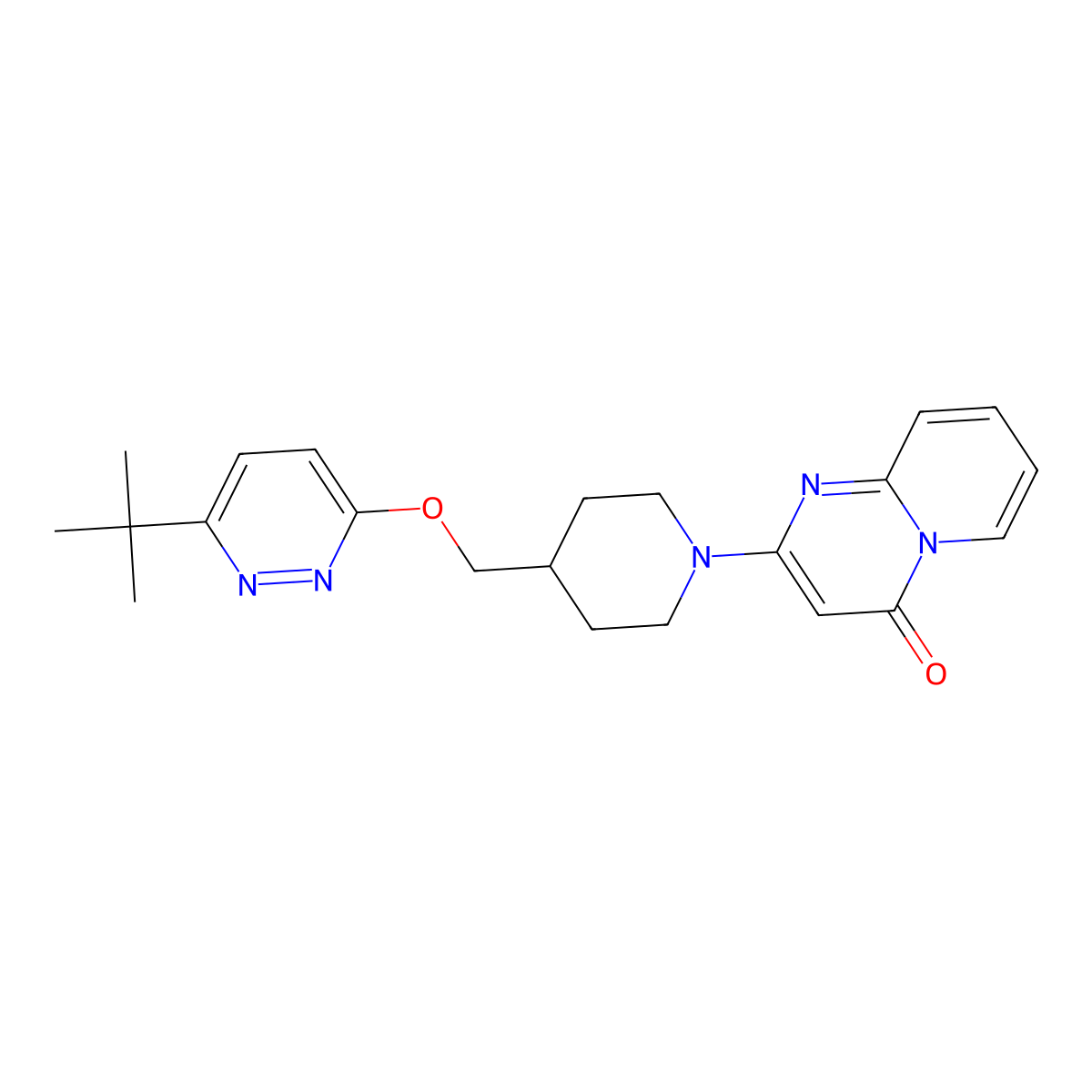 2-(4-{[(6-tert-butylpyridazin-3-yl)oxy]methyl}piperidin-1-yl)-4H-pyrido[1,2-a]pyrimidin-4-one molecular structure, CAS 2380068-96-0
