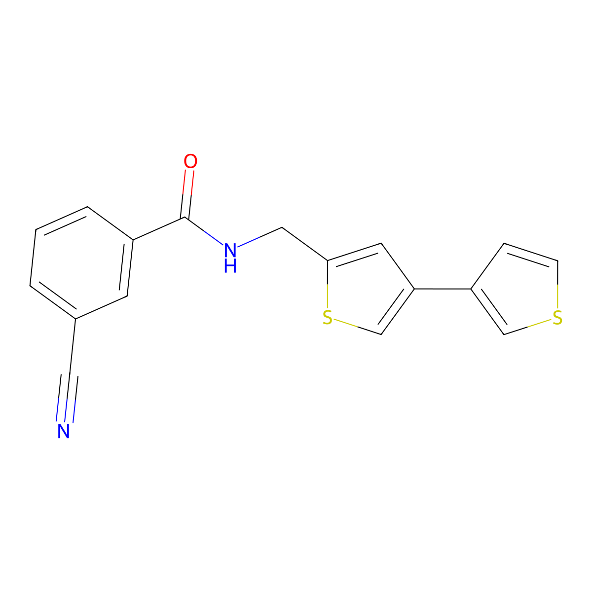 N-({[3,3'-bithiophene]-5-yl}methyl)-3-cyanobenzamide molecular structure, CAS 2380069-00-9