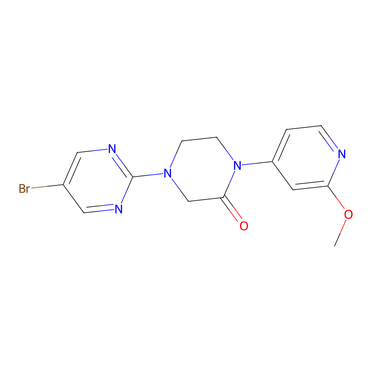 4-(5-Bromopyrimidin-2-yl)-1-(2-methoxypyridin-4-yl)piperazin-2-one molecular structure, CAS 2380069-02-1