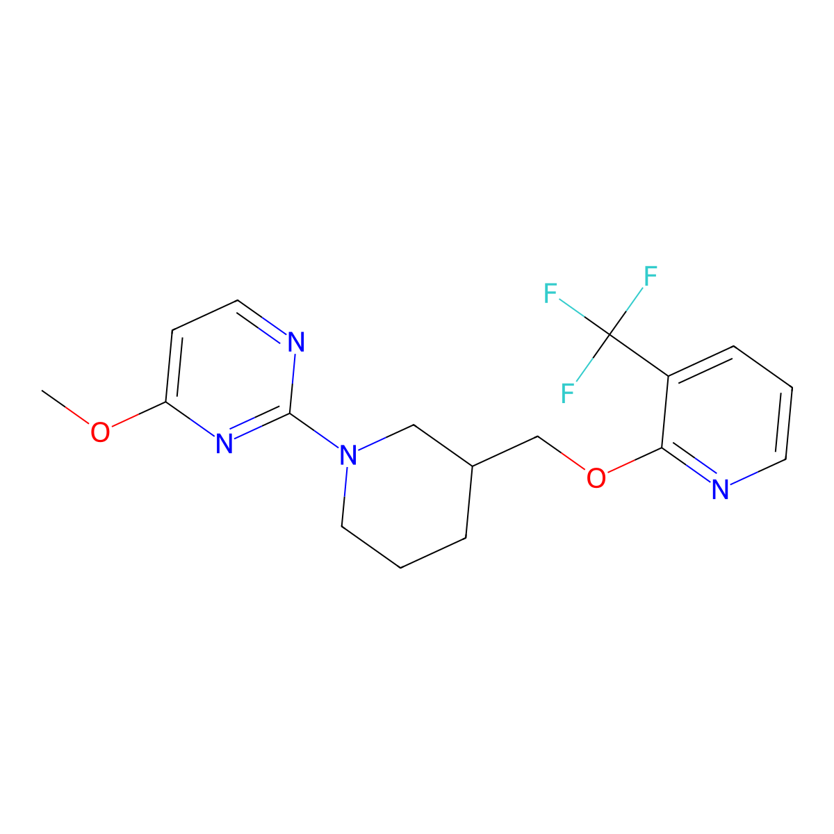 4-Methoxy-2-[3-({[3-(trifluoromethyl)pyridin-2-yl]oxy}methyl)piperidin-1-yl]pyrimidine molecular structure, CAS 2380069-04-3