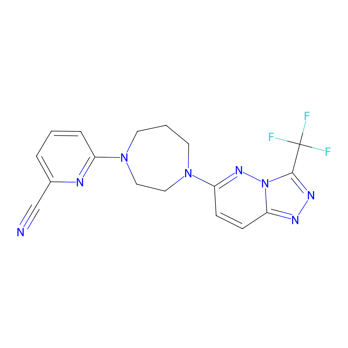 6-{4-[3-(Trifluoromethyl)-[1,2,4]triazolo[4,3-b]pyridazin-6-yl]-1,4-diazepan-1-yl}pyridine-2-carbonitrile molecular structure, CAS 2380069-05-4