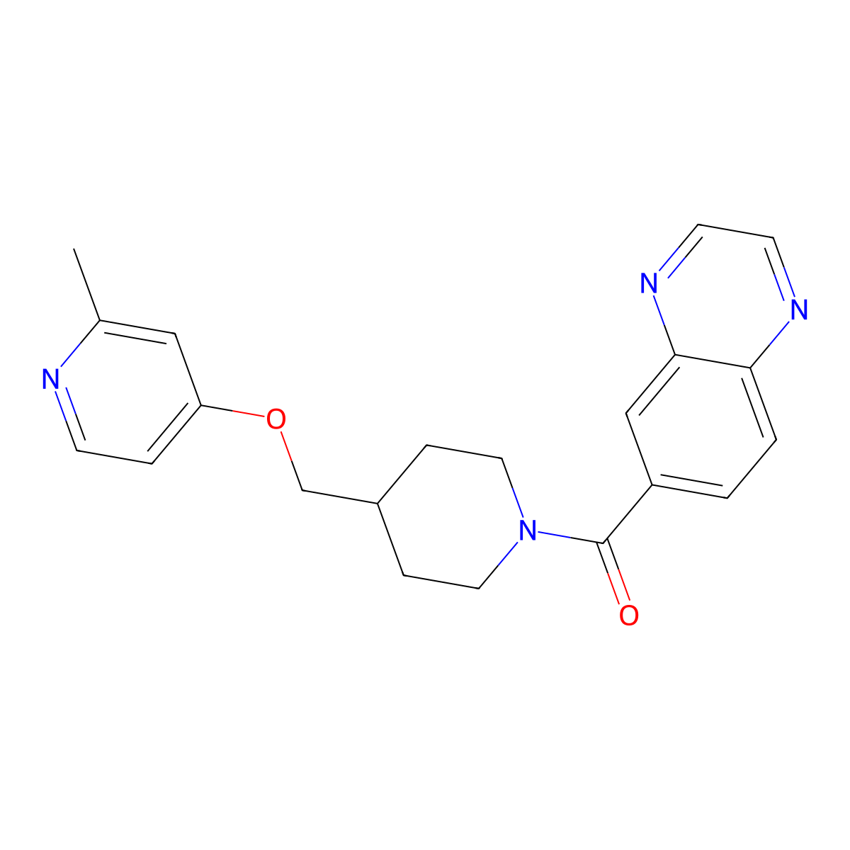 6-(4-{[(2-Methylpyridin-4-yl)oxy]methyl}piperidine-1-carbonyl)quinoxaline molecular structure, CAS 2380069-06-5