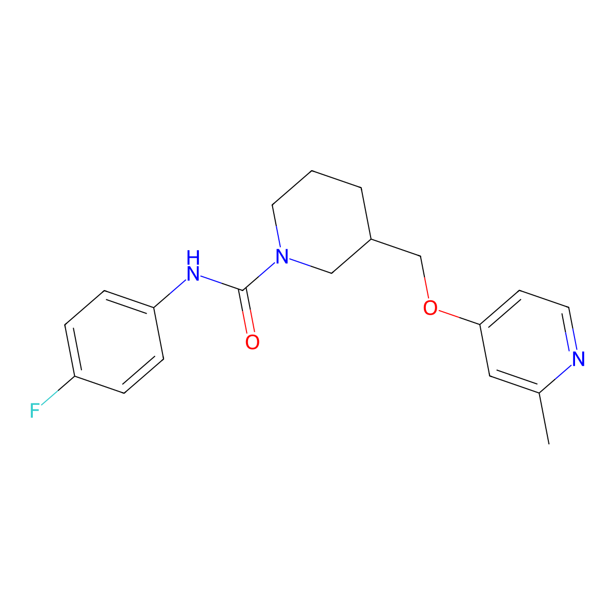 N-(4-fluorophenyl)-3-{[(2-methylpyridin-4-yl)oxy]methyl}piperidine-1-carboxamide molecular structure, CAS 2380069-07-6