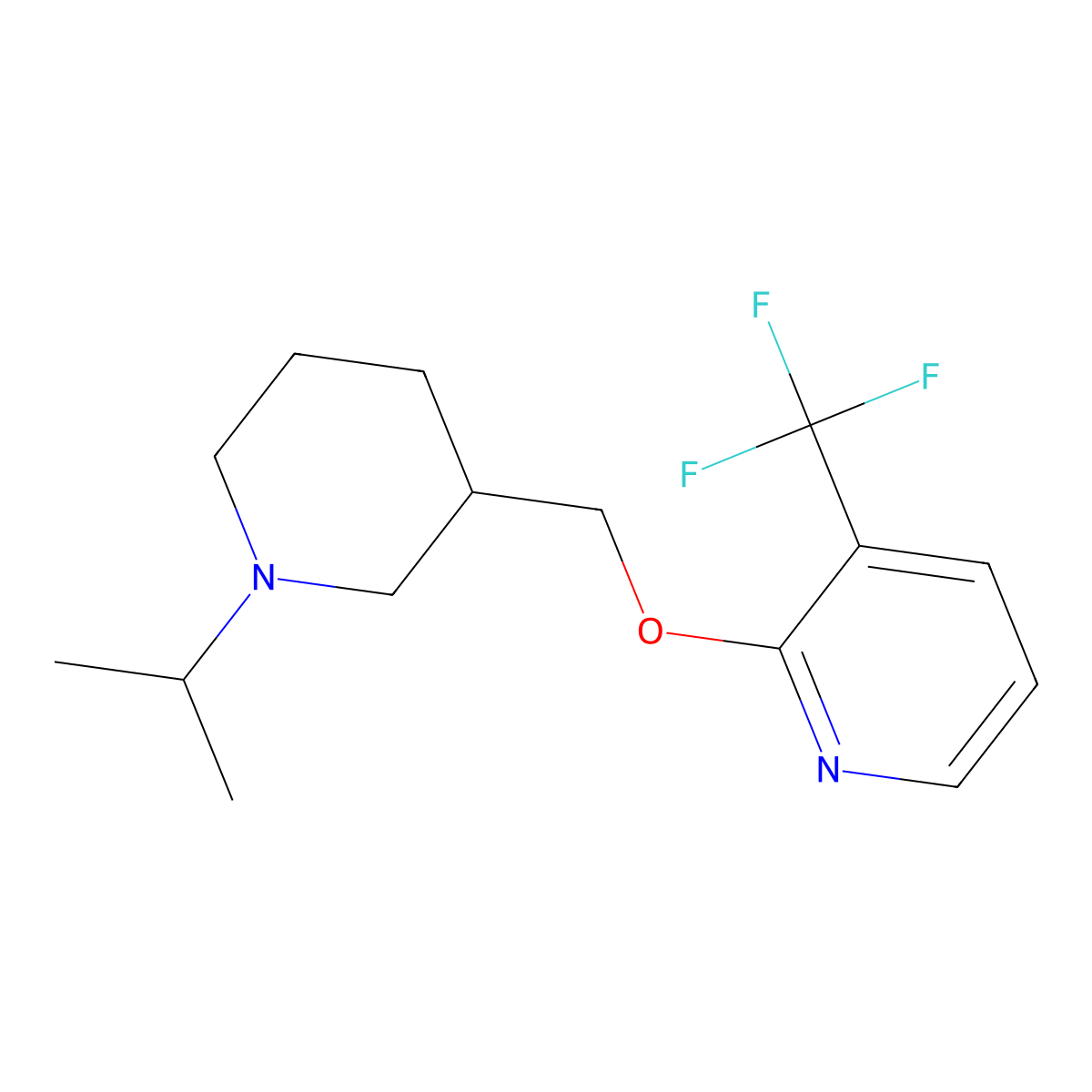 2-{[1-(Propan-2-yl)piperidin-3-yl]methoxy}-3-(trifluoromethyl)pyridine molecular structure, CAS 2380069-12-3