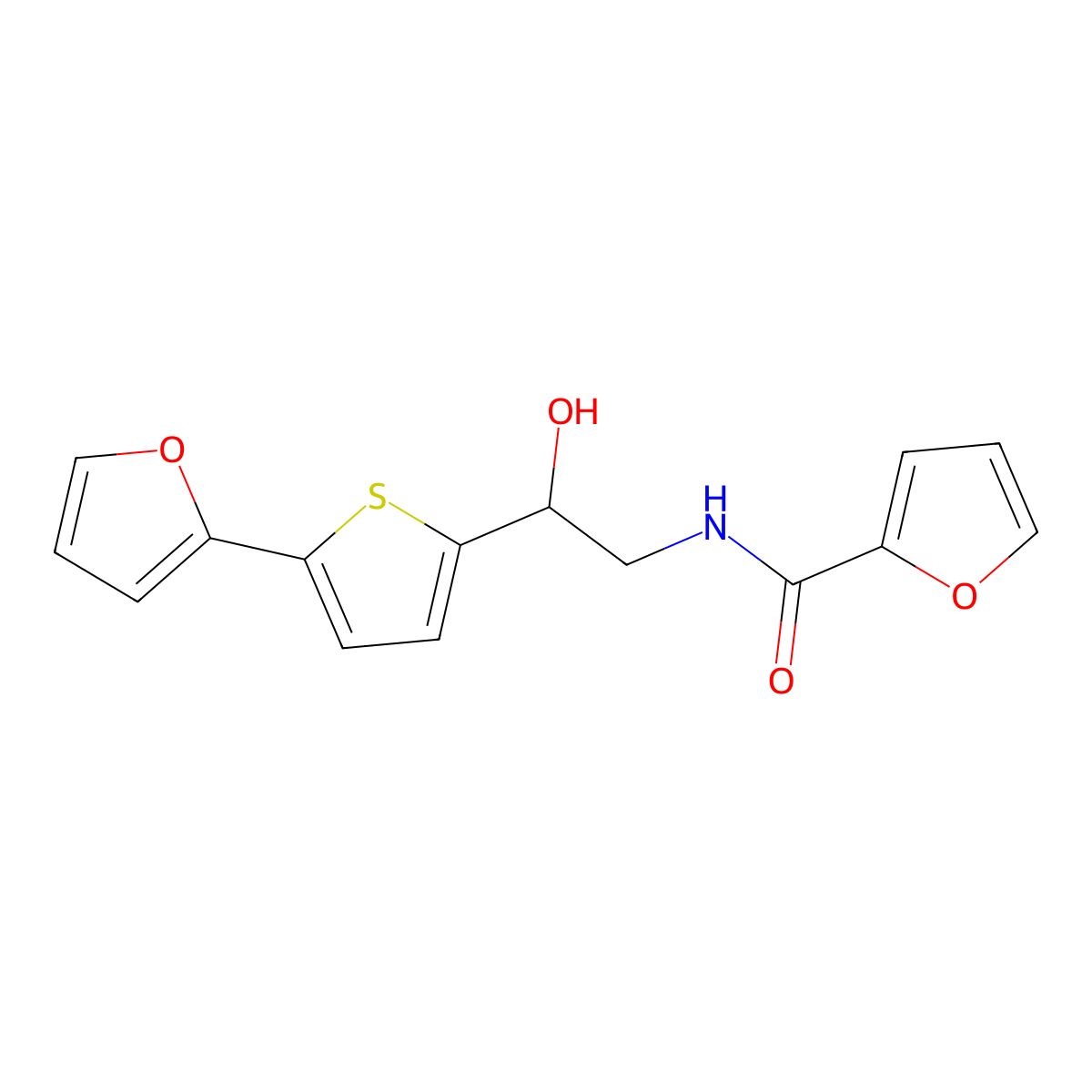 N-{2-[5-(furan-2-yl)thiophen-2-yl]-2-hydroxyethyl}furan-2-carboxamide molecular structure, CAS 2380069-13-4