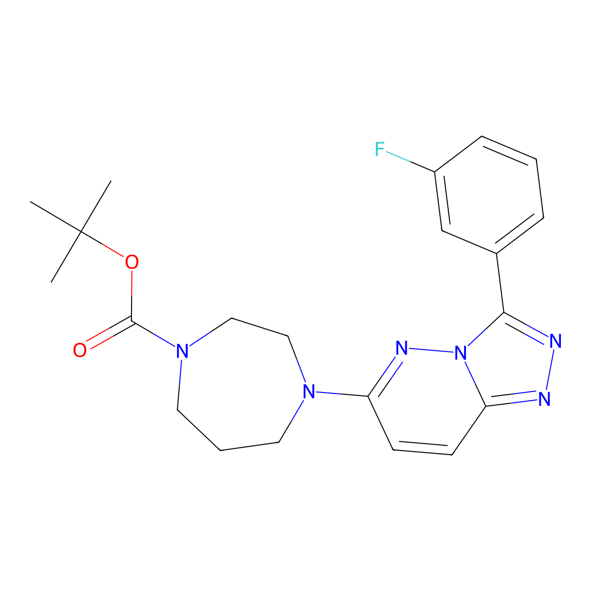 Tert-butyl 4-[3-(3-fluorophenyl)-[1,2,4]triazolo[4,3-b]pyridazin-6-yl]-1,4-diazepane-1-carboxylate molecular structure, CAS 2380069-19-0