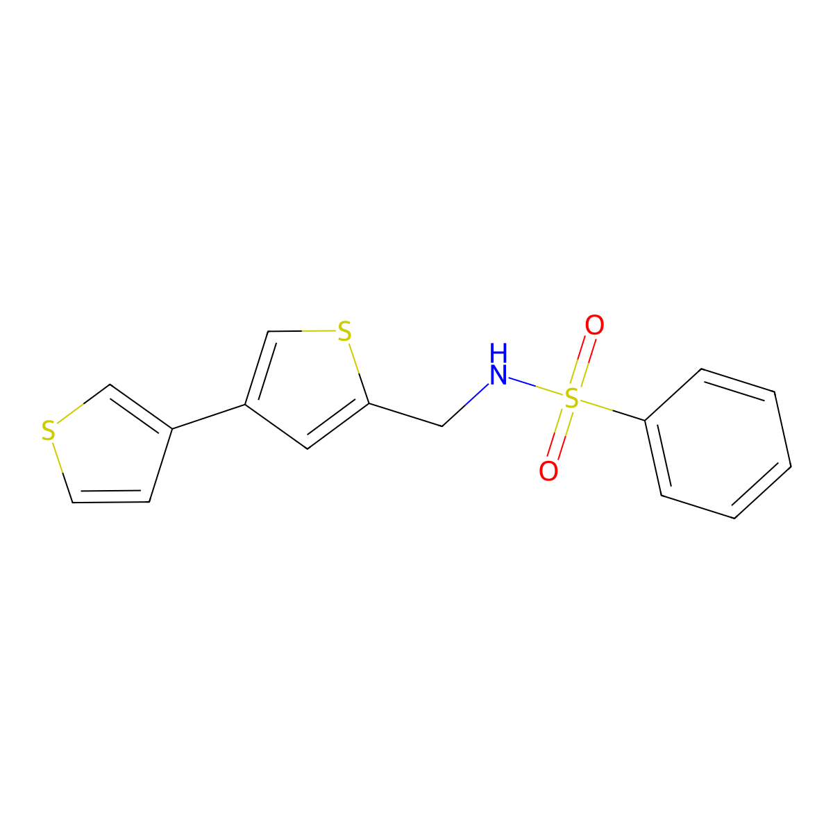 N-({[3,3'-bithiophene]-5-yl}methyl)benzenesulfonamide molecular structure, CAS 2380069-22-5