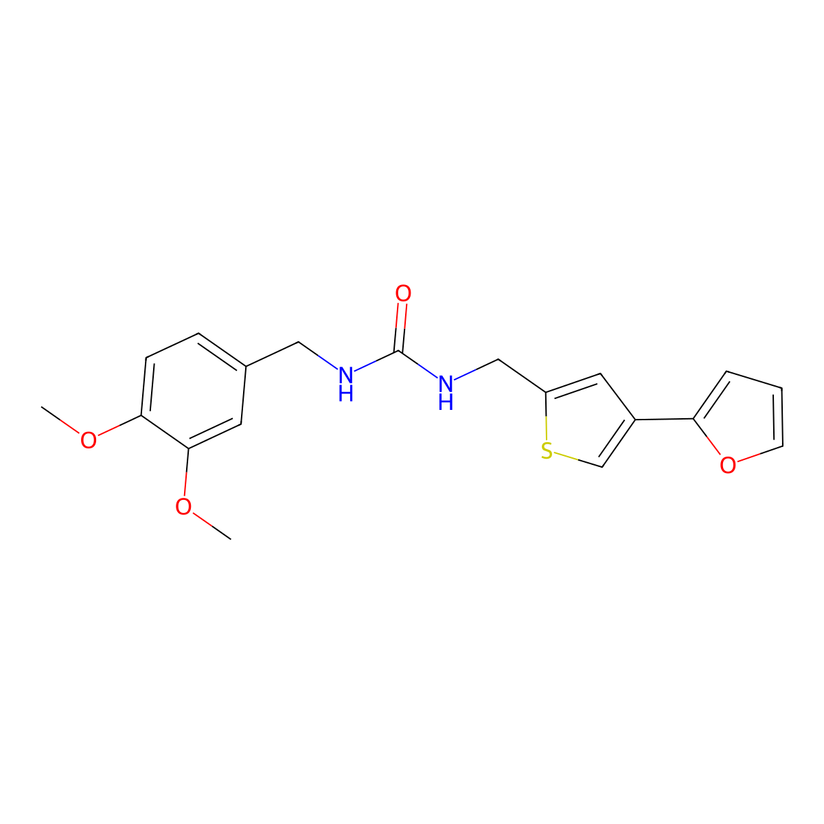 1-[(3,4-Dimethoxyphenyl)methyl]-3-{[4-(furan-2-yl)thiophen-2-yl]methyl}urea molecular structure, CAS 2380069-24-7