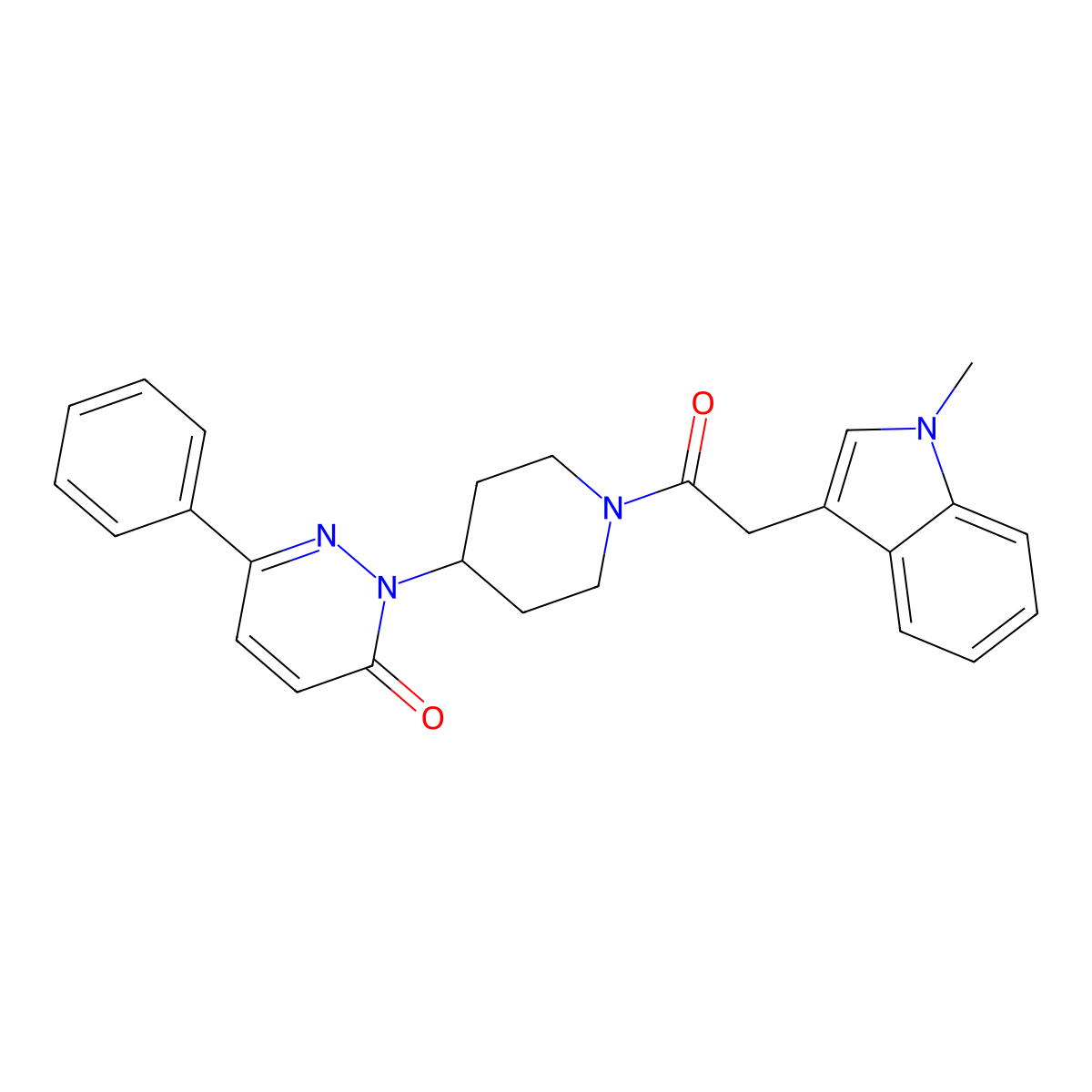 2-{1-[2-(1-methyl-1H-indol-3-yl)acetyl]piperidin-4-yl}-6-phenyl-2,3-dihydropyridazin-3-one molecular structure, CAS 2380069-25-8