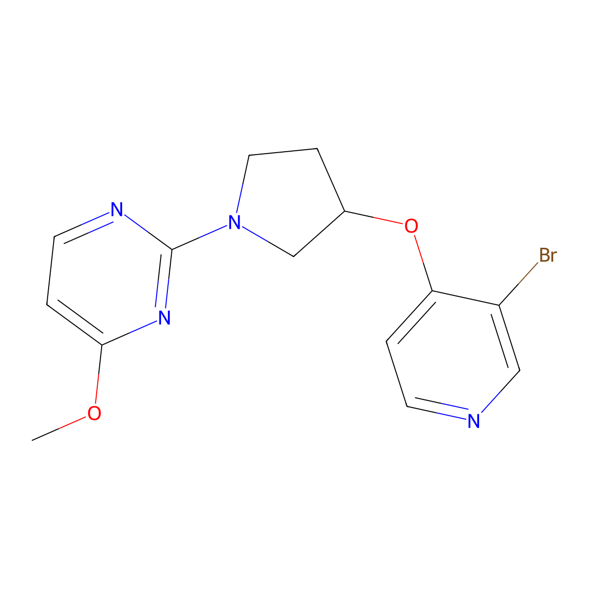 2-{3-[(3-Bromopyridin-4-yl)oxy]pyrrolidin-1-yl}-4-methoxypyrimidine molecular structure, CAS 2380069-26-9