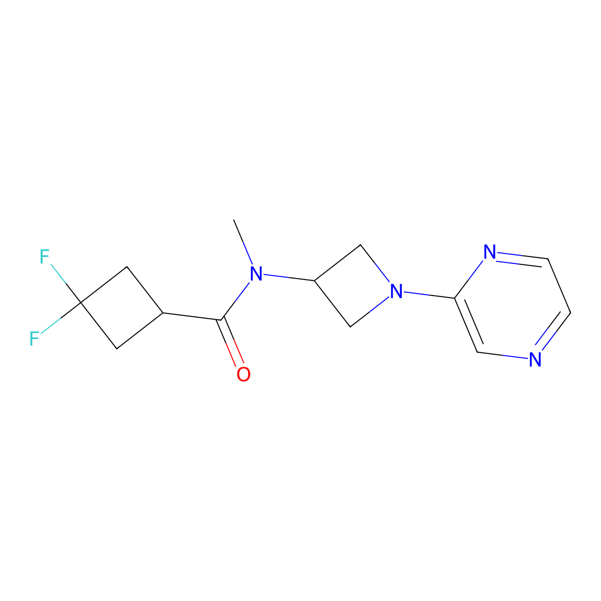 3,3-difluoro-N-methyl-N-[1-(pyrazin-2-yl)azetidin-3-yl]cyclobutane-1-carboxamide molecular structure, CAS 2380069-34-9