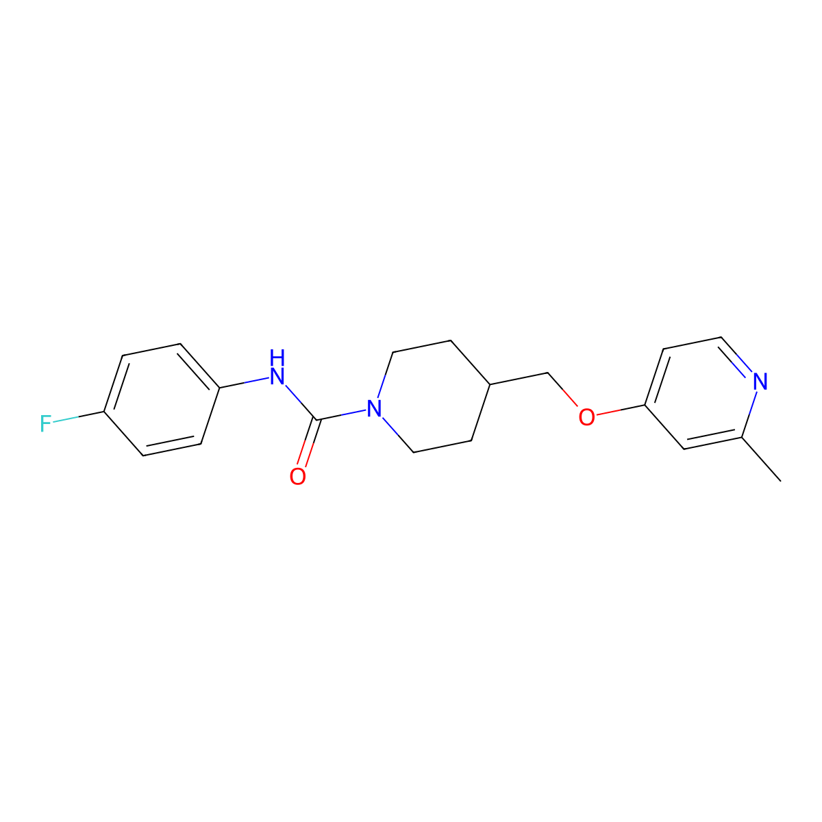 N-(4-fluorophenyl)-4-{[(2-methylpyridin-4-yl)oxy]methyl}piperidine-1-carboxamide molecular structure, CAS 2380069-35-0