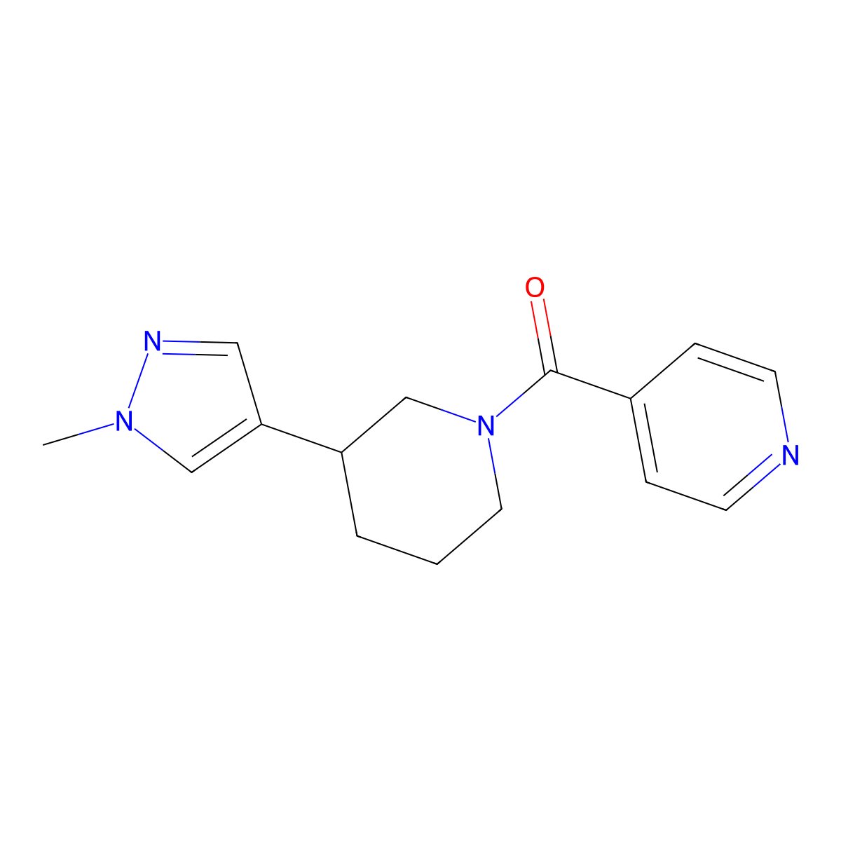 4-[3-(1-methyl-1H-pyrazol-4-yl)piperidine-1-carbonyl]pyridine molecular structure, CAS 2380069-36-1
