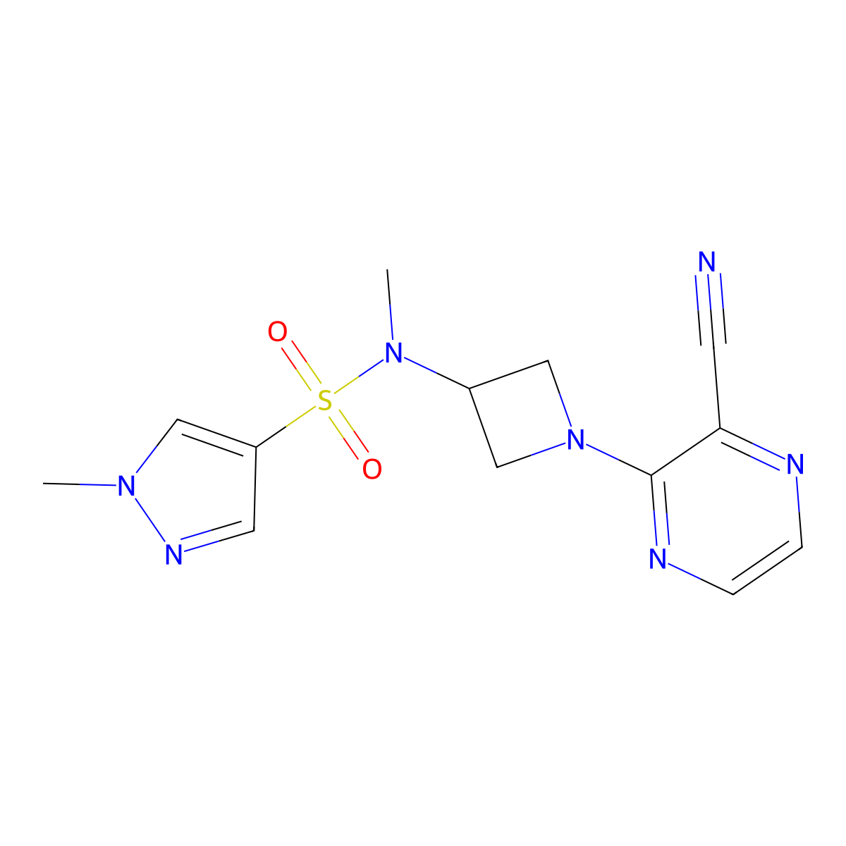 N-[1-(3-cyanopyrazin-2-yl)azetidin-3-yl]-N,1-dimethyl-1H-pyrazole-4-sulfonamide molecular structure, CAS 2380069-39-4