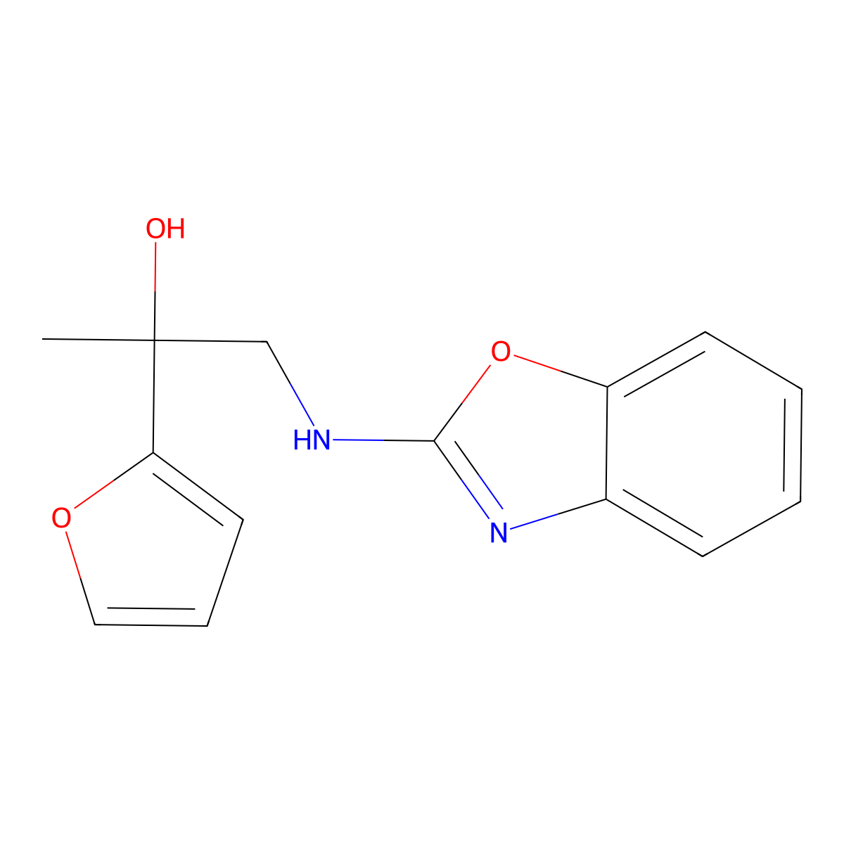 1-[(1,3-Benzoxazol-2-yl)amino]-2-(furan-2-yl)propan-2-ol molecular structure, CAS 2380069-41-8