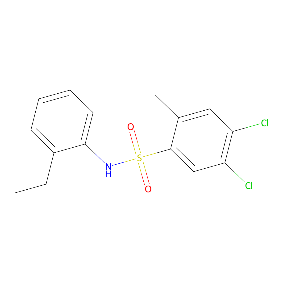 4,5-dichloro-N-(2-ethylphenyl)-2-methylbenzene-1-sulfonamide molecular structure, CAS 2380069-43-0