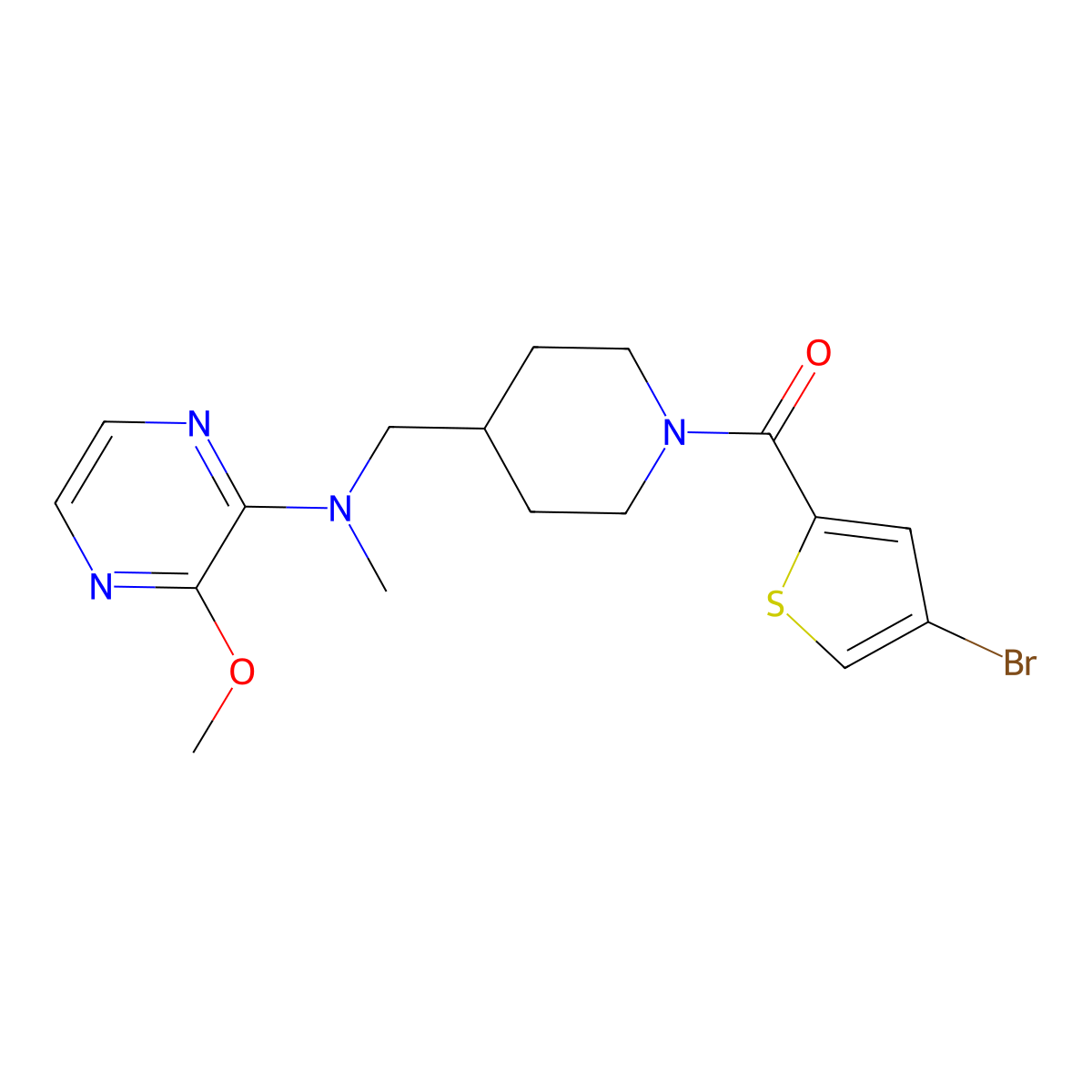 N-{[1-(4-bromothiophene-2-carbonyl)piperidin-4-yl]methyl}-3-methoxy-N-methylpyrazin-2-amine molecular structure, CAS 2380069-47-4