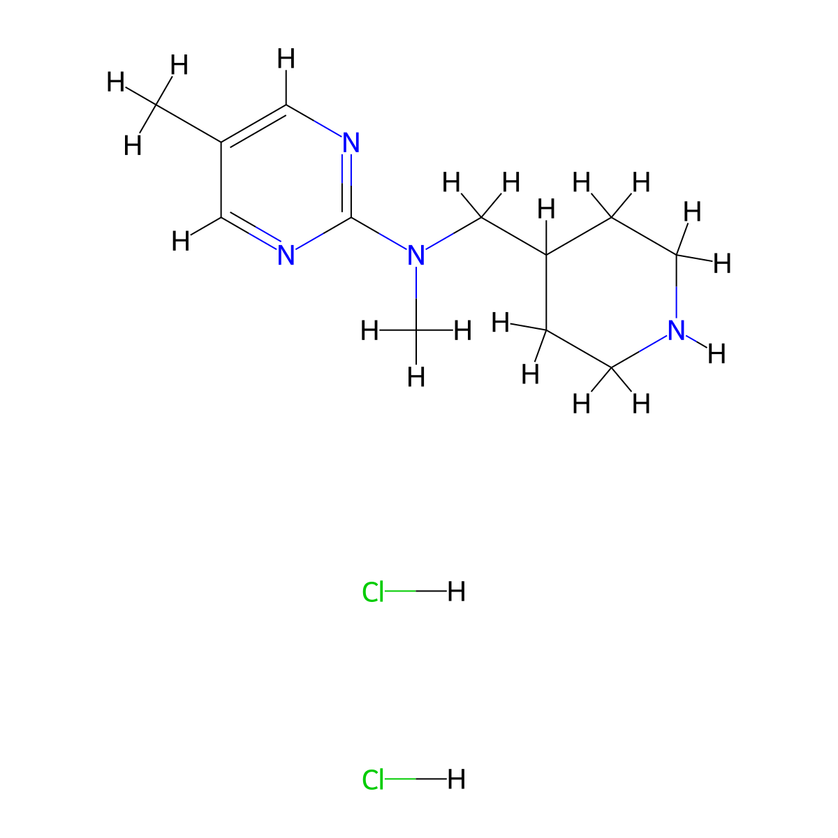 N,5-Dimethyl-N-(piperidin-4-ylmethyl)pyrimidin-2-amine;dihydrochloride molecular structure, CAS 2380069-48-5