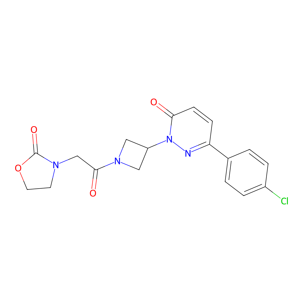 6-(4-Chlorophenyl)-2-{1-[2-(2-oxo-1,3-oxazolidin-3-yl)acetyl]azetidin-3-yl}-2,3-dihydropyridazin-3-one molecular structure, CAS 2380069-50-9