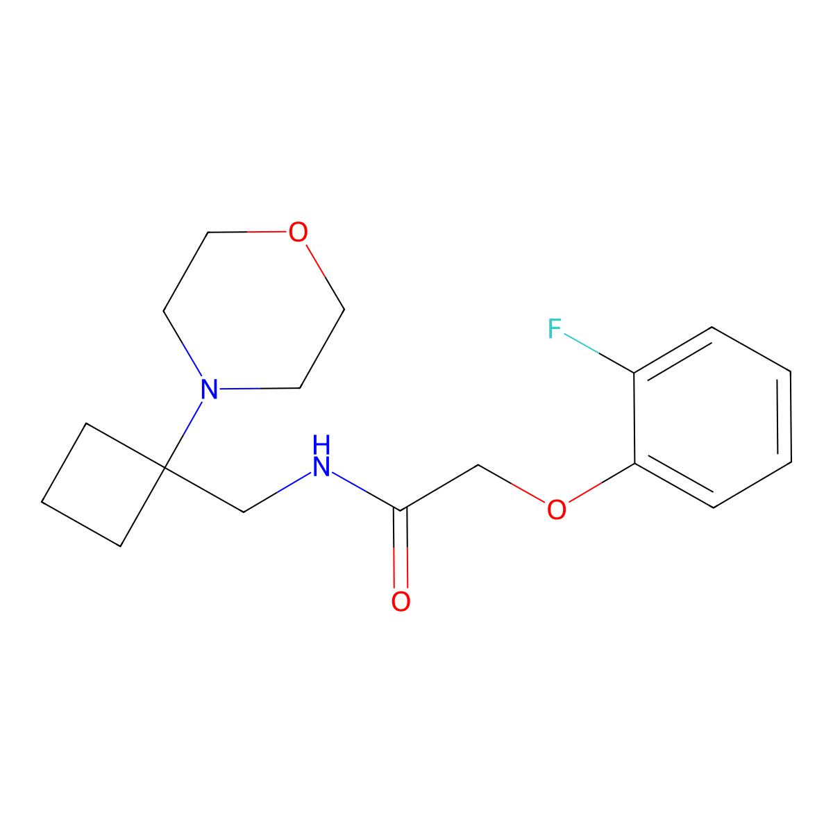 2-(2-fluorophenoxy)-N-{[1-(morpholin-4-yl)cyclobutyl]methyl}acetamide molecular structure, CAS 2380069-54-3