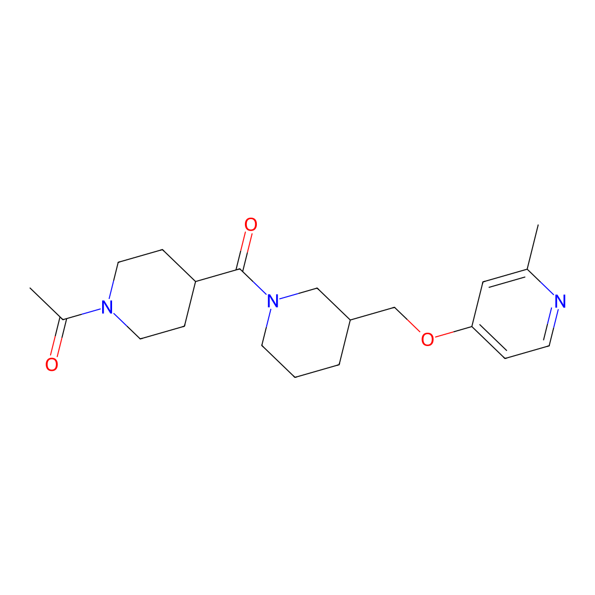 1-[4-(3-{[(2-Methylpyridin-4-yl)oxy]methyl}piperidine-1-carbonyl)piperidin-1-yl]ethan-1-one molecular structure, CAS 2380069-63-4