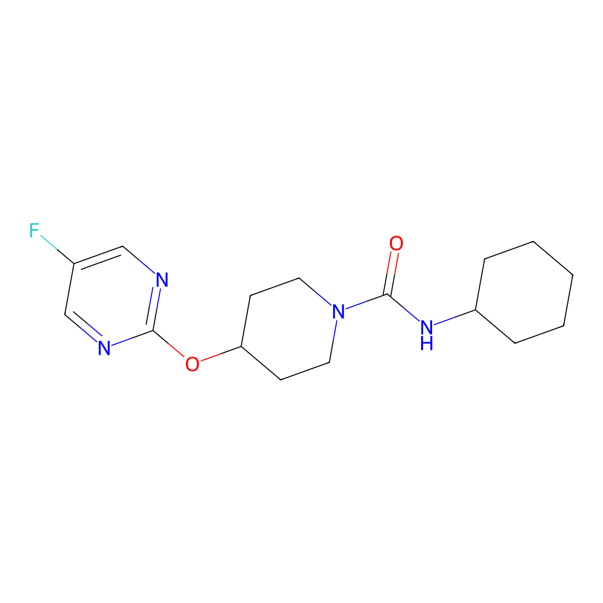 N-cyclohexyl-4-[(5-fluoropyrimidin-2-yl)oxy]piperidine-1-carboxamide molecular structure, CAS 2380069-68-9