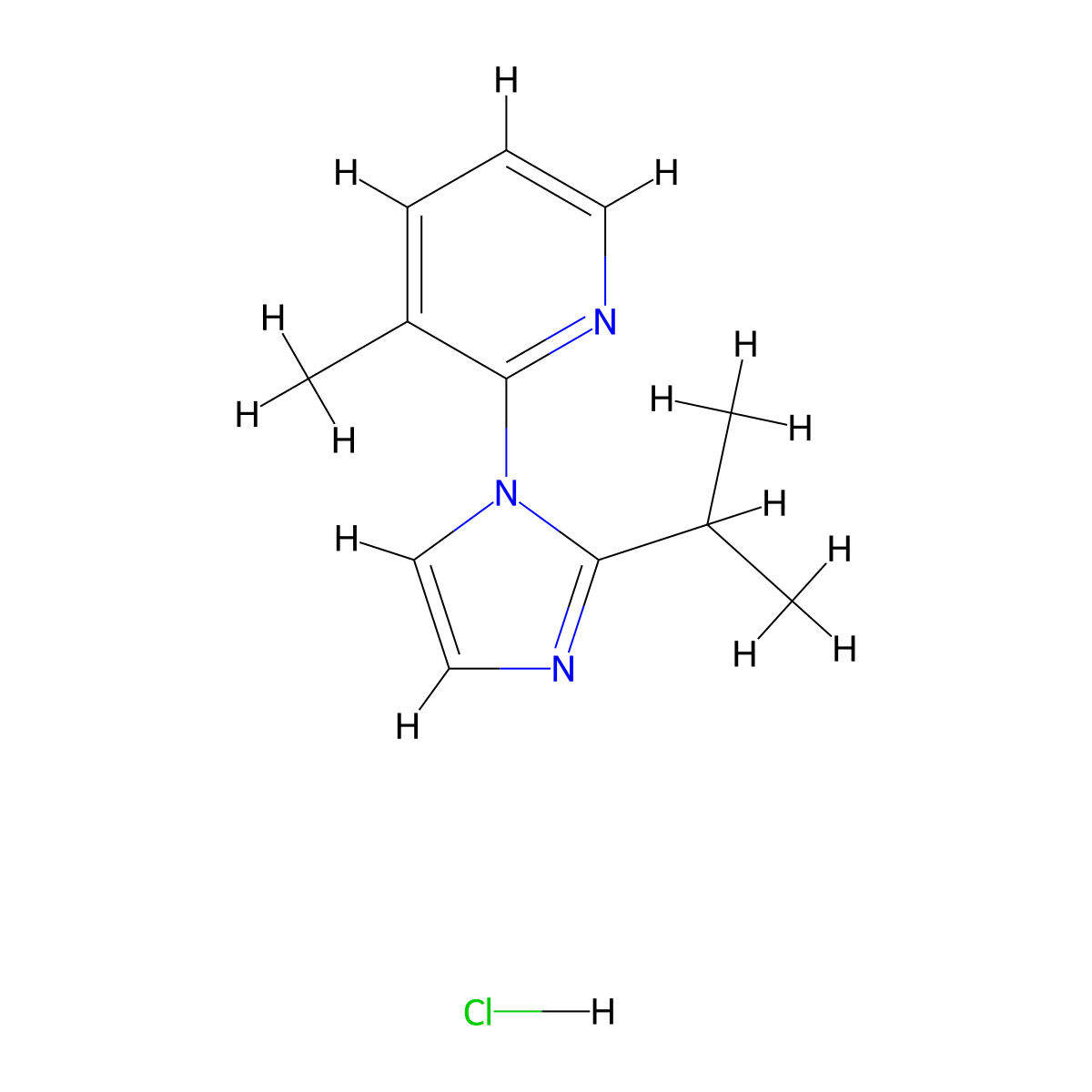 3-methyl-2-[2-(propan-2-yl)-1H-imidazol-1-yl]pyridine hydrochloride molecular structure, CAS 2380069-70-3