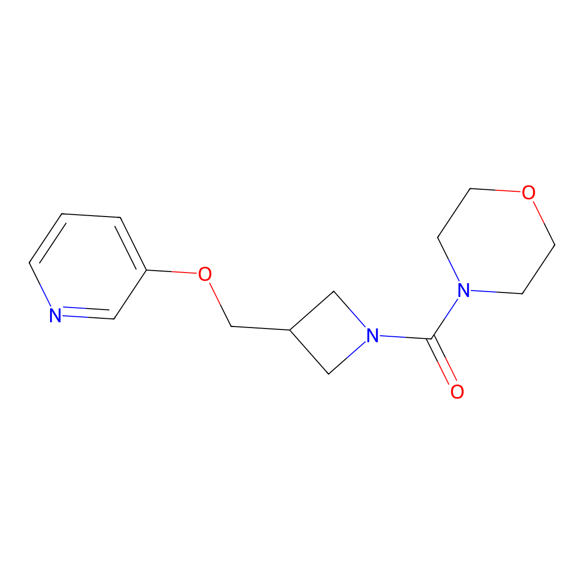 4-{3-[(Pyridin-3-yloxy)methyl]azetidine-1-carbonyl}morpholine molecular structure, CAS 2380069-71-4