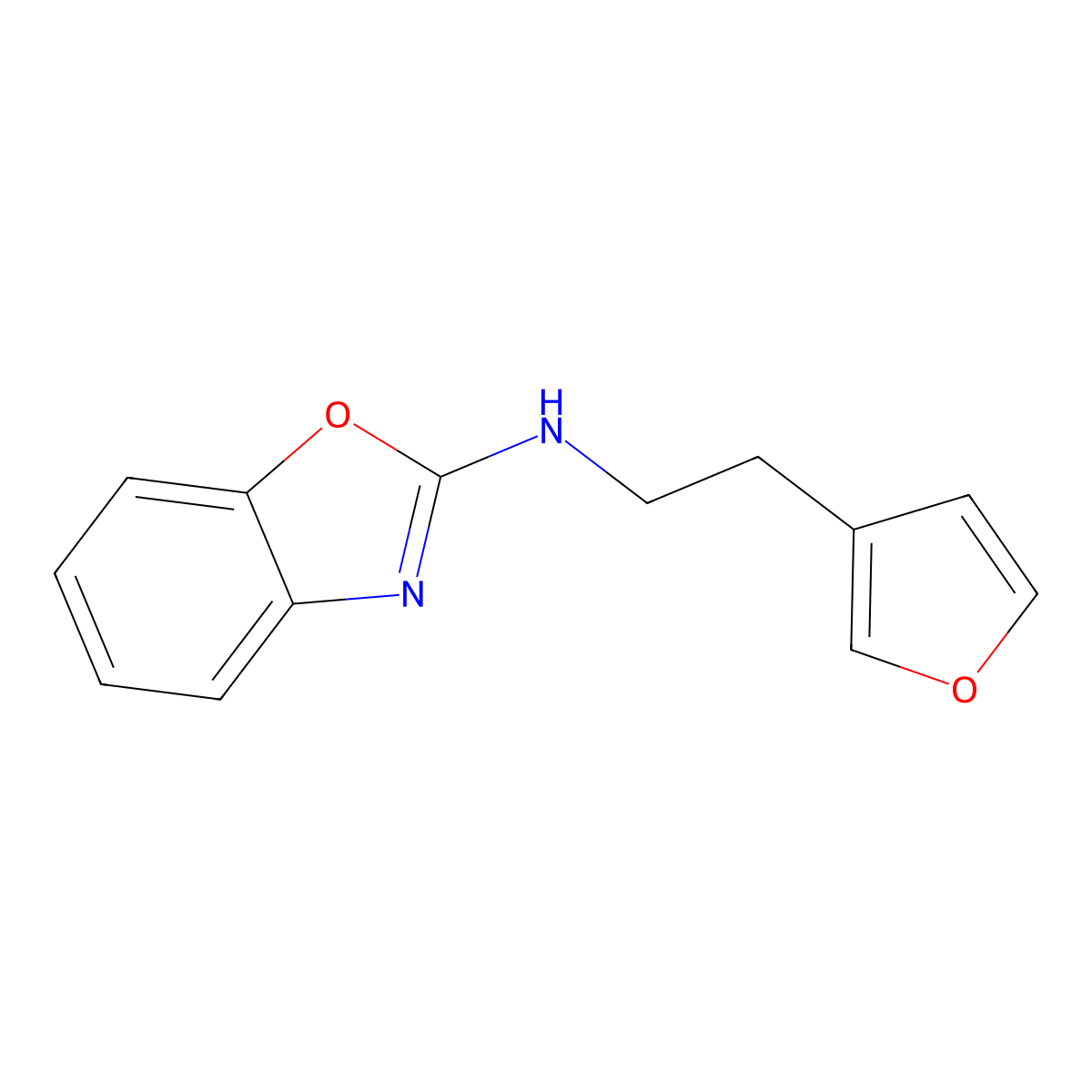 N-[2-(Furan-3-yl)ethyl]-1,3-benzoxazol-2-amine molecular structure, CAS 2380069-74-7